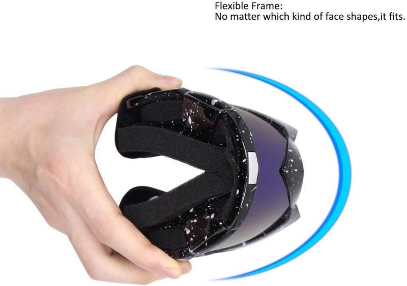 4-FQ Motorcycle Goggles Dirt Bike Goggles Windproof ATV Dustproof Racing GogglesScratch Resistant Ski Goggles Protective Safety Glasses PU Resin (Black frame+Color lens) - Image 4